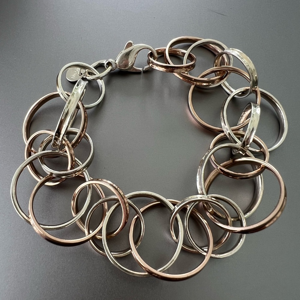 Tiffany & Co. 1837 Rubedo Silver Interlocking Circles Bracelet with pouch + box